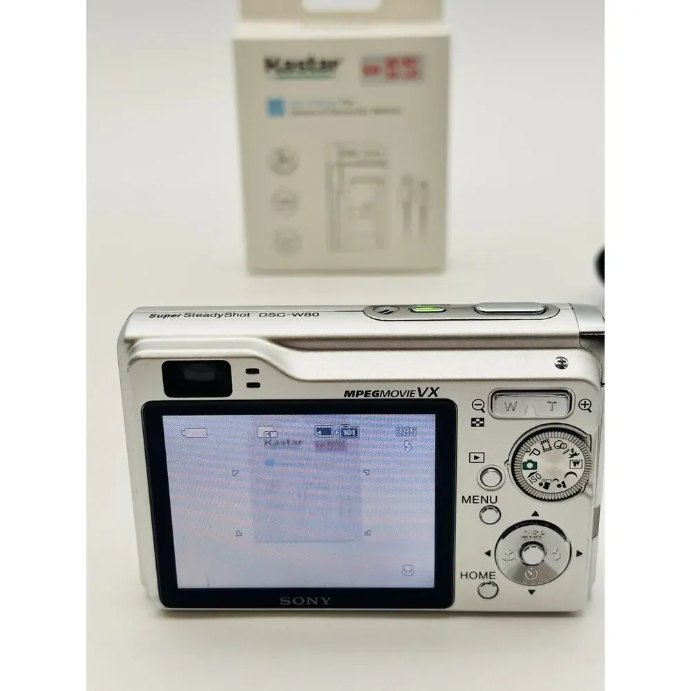 Sony Cyber-shot DSC-W80 Digital Camera Silver 7.2MP Tested Works W/ Charger